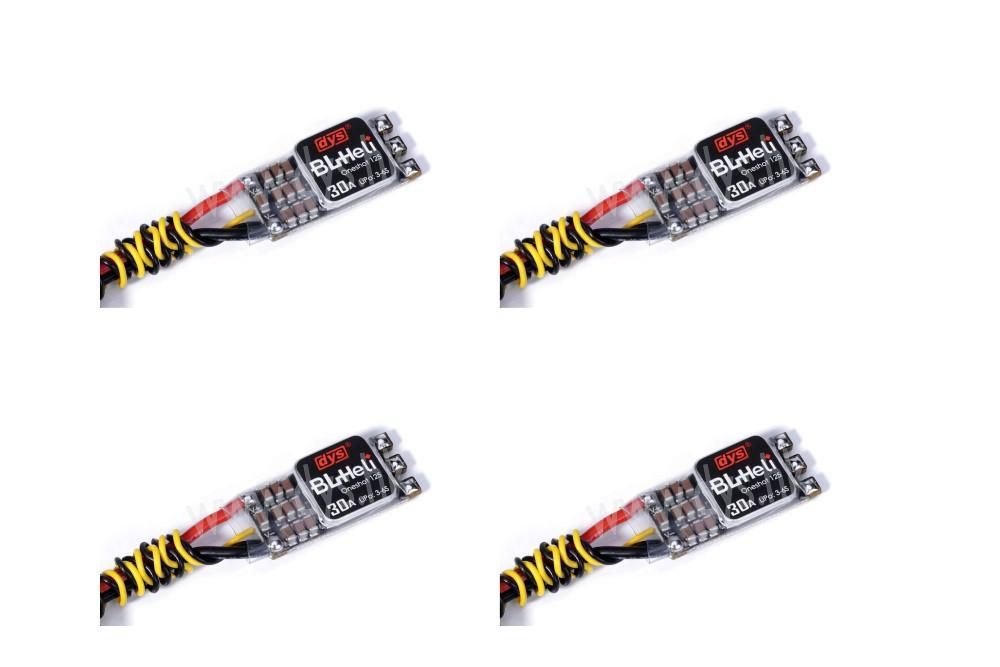 4x DYS XMS30A Multicopter Brushless Regler 30A 2S - 6S 9,3g OPTO BLHeli