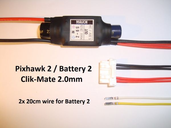 Mauch 083 - 2-6S Backup BEC for Pixhawk 2.1 / Clik-Mate 2.0-6P