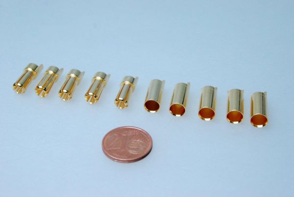 5x Paar 5,5mm Goldstecker für Turnigy Zippy LiPo 100A+