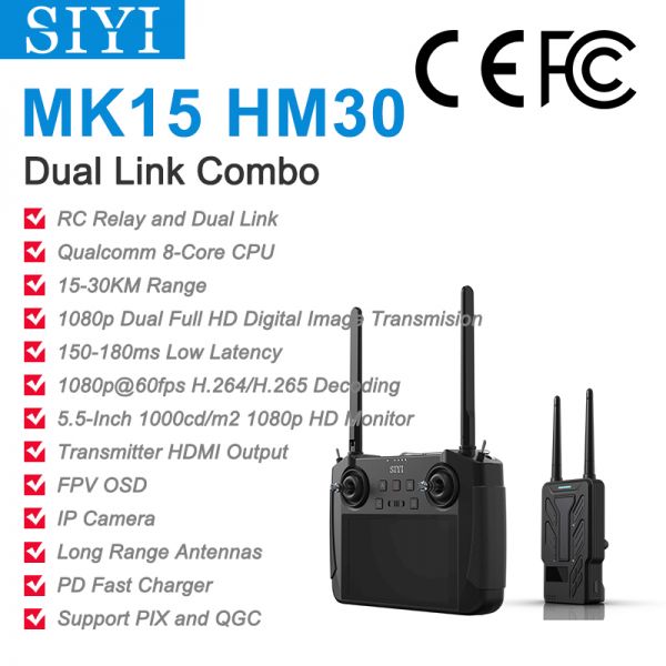 SIYI MK15 & HM30 Fernsteuerung & Groundstation Dual Link Combo