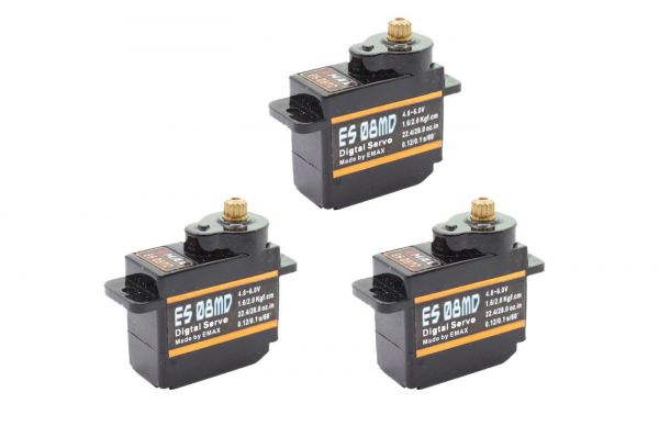 3x Emax ES08MD Digital Metall Micro RC Servo 12g 0,10s 2,0kg