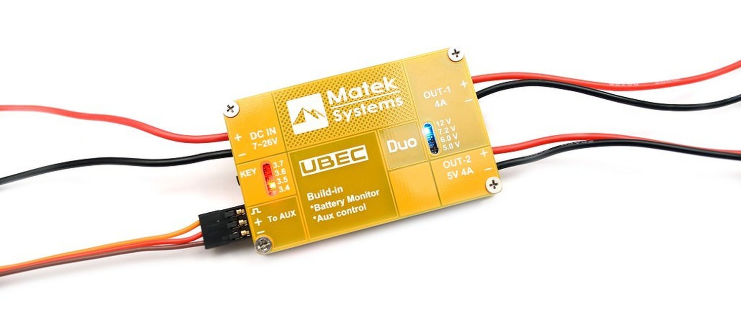 Matek UBEC Duo 4A 5V-12V schaltbar +4A 5V BEC für 2S-6S Lipo