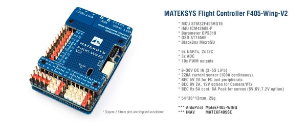 Matek F405-WING-V2 Flightcontroller F405 Ardupilot, INAV,