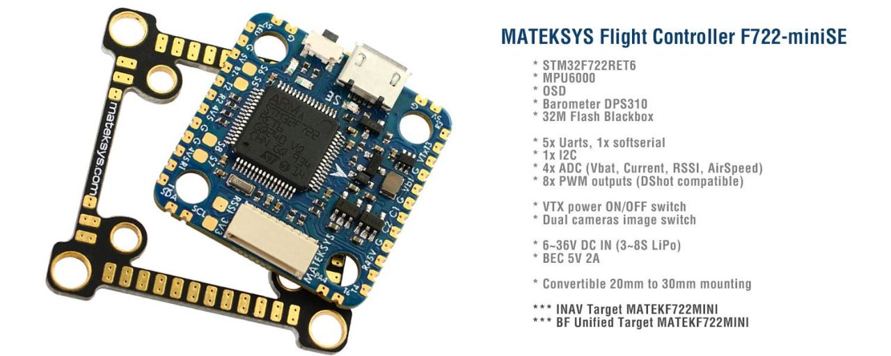 Matek F722-miniSE Flightcontroller F722 INAV Betaflight